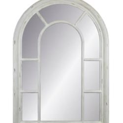 Enchante 29-in W x 40-in H Arch Distressed White Framed Wall Mirror