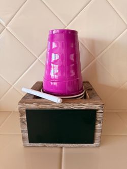 Chalkboard Rustic Wood Solo Cup Holder with Marker Slot, Chalkboard & White Chalk Marker