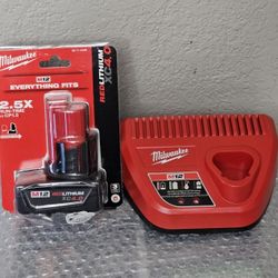 Milwaukee M12 12-Volt Lithium-Ion XC Battery Pack 4.0 Ah and Charger Starter Kit Brand New 