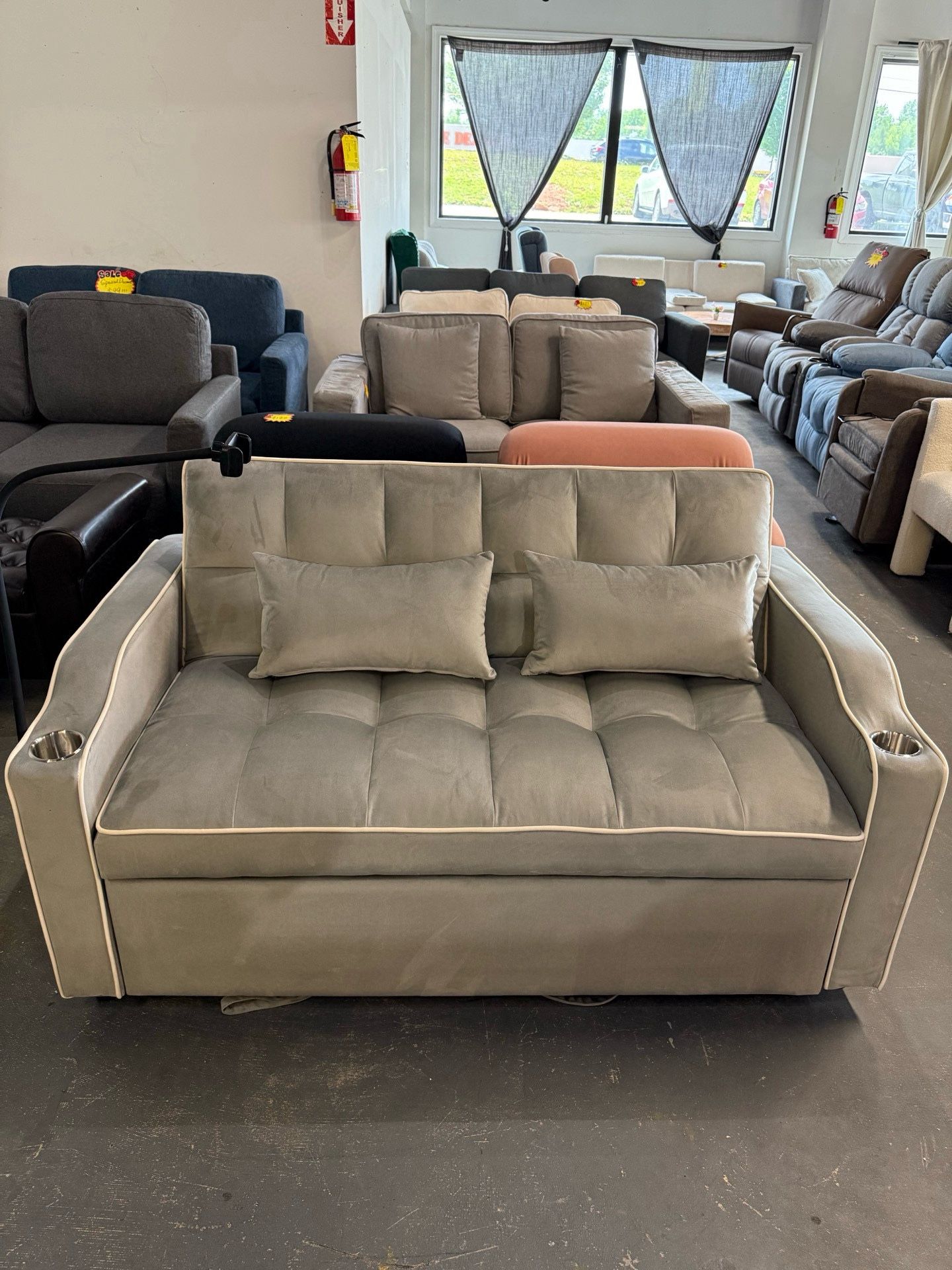 🔥3-In-1 Convertible Sleeper Sofa, Modern Pull Out Sofa Bed, Adjustable Futon Couches With 3 Lengths, Foldable Loveseat With USB Port And Swivel Phone