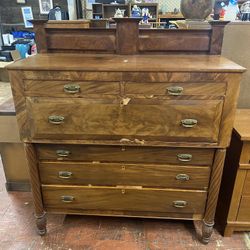 Brown Wood Pineapple Foot 5-Draw Secretary Desk $150 53” x 21” x 60”