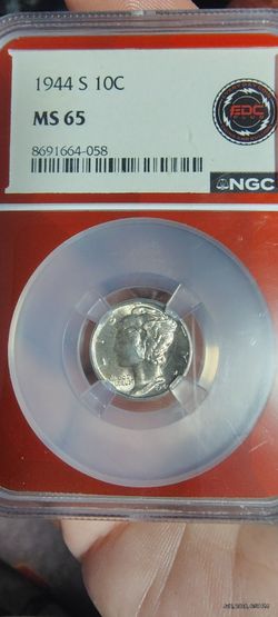 MS65 NGC 1944 SILVER MERCURY DIME