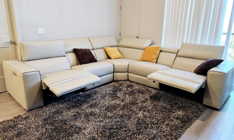 Cream Leather Couch