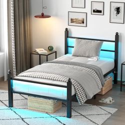 Twin size bed frame headboard/footboard w/ charging outlets 