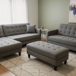 Dania Laura Set Sectional Loveseat Ottoman