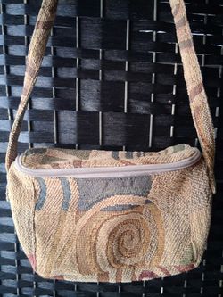 Vintage Kenny’s Bags Boho Tapestry Crossbody Bag – Earthy Swirl Design