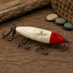 Vintage Creek Chub Injured Minnow 4” Plastic Fishing Lure Red Head White