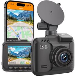 ROVE R2-4K PRO Dash Cam, Built-in GPS, 5GHz WiFi Dash Camera for Cars, 2160P UHD 30fps Dashcam with APP, 2.4" IPS Screen, Night Vision, WDR, 150° Wide