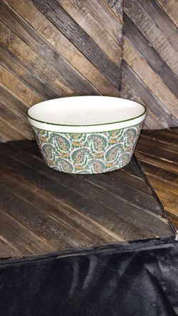 Vintage Mottahedeh Green Orange Floral Paisley Bowl from Italy 5310