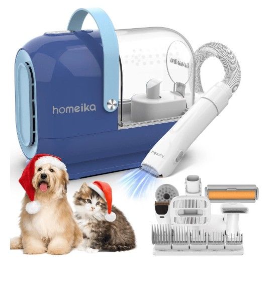 Dog Grooming Kit&Vacuum, 3L Pet Grooming Vacuum 99% Pet Hair Suction, 5 Grooming Tools, 5 Combs, Quiet Pet Vacuum Groomer with Hair Roller.