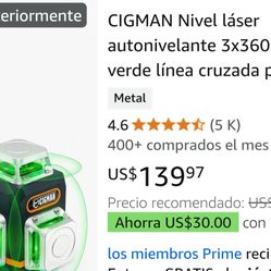 CIGMAN Self-Leveling Laser Level 3x360° 3D Green Cross Line for Construction and Picture Hanging, Rechargeable Battery, Remote Control, Magnetic Swive