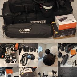 Nikon D750 + 4 Lenses + 4 Flashes + Tons of Equipment