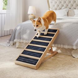 Dog Ramp for Bed, Couch- 39" L Upgraded Non-Slip Wooden Pet Ramp