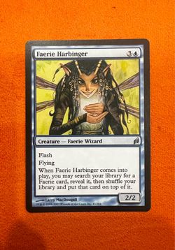 Wizard of the coast MTG Faerie Harbinger Lorwyn #61 Uncommon Blue Flash