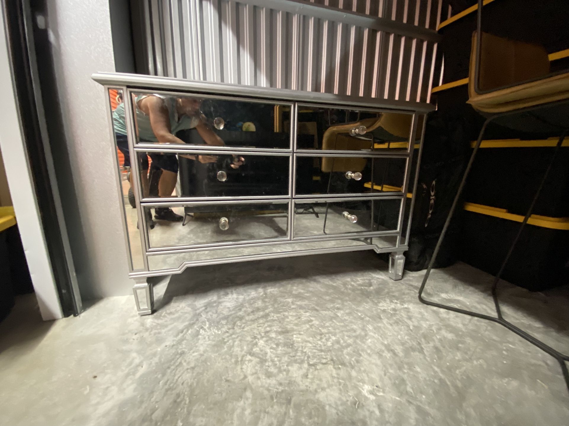 Art Deco Silver Mirrored Dresser& Desk