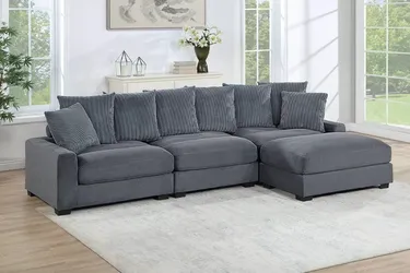 Brand New Grey Super Plush Corduroy Modular Sectional Sofa