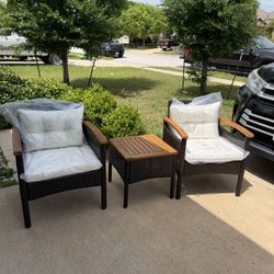 Outdoor Furniture Set 2 Chairs And A Table With Cushions