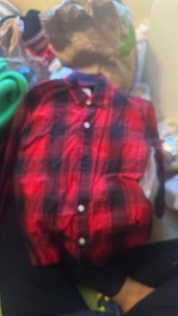Boys Plaid Shirt Red And Black Size 6/7