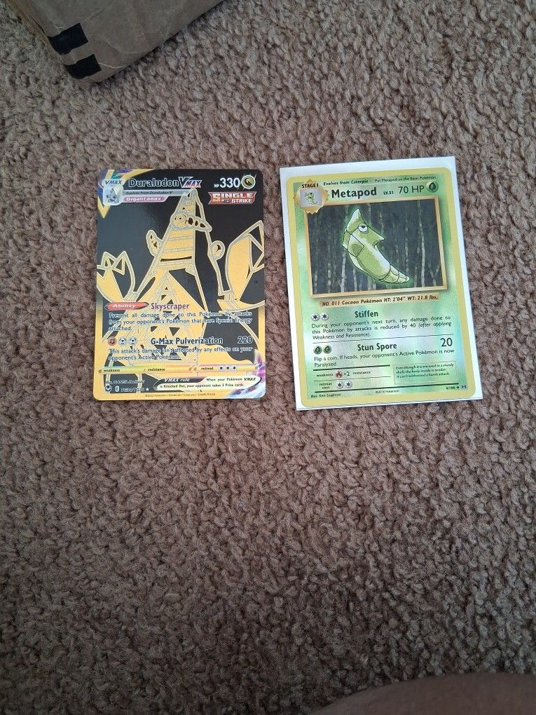 One 2016 Metapod And A Duraludon Vmax Gold And Black