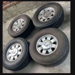 4 - 35x12.50r17LT 8x6.5 8x165.1 Stock Hummer H2 Chrome Rims Wheels With Tires !!!!!!!!!