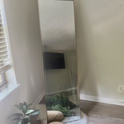 Full-Length Mirror with Slim Silver Frame
