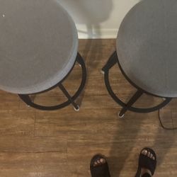 2 Black And Gray Stools 