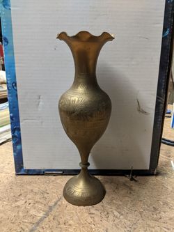 Carved Solid Brass Vase