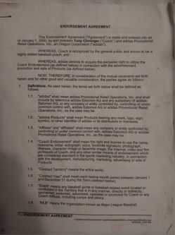 Yankees 4x World Series Winning Coach Tony Cloninger Adidas Signed Endorsement