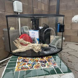 TOPFIN 6 Gallon Corner Fish Tank With Filter And Accessories 