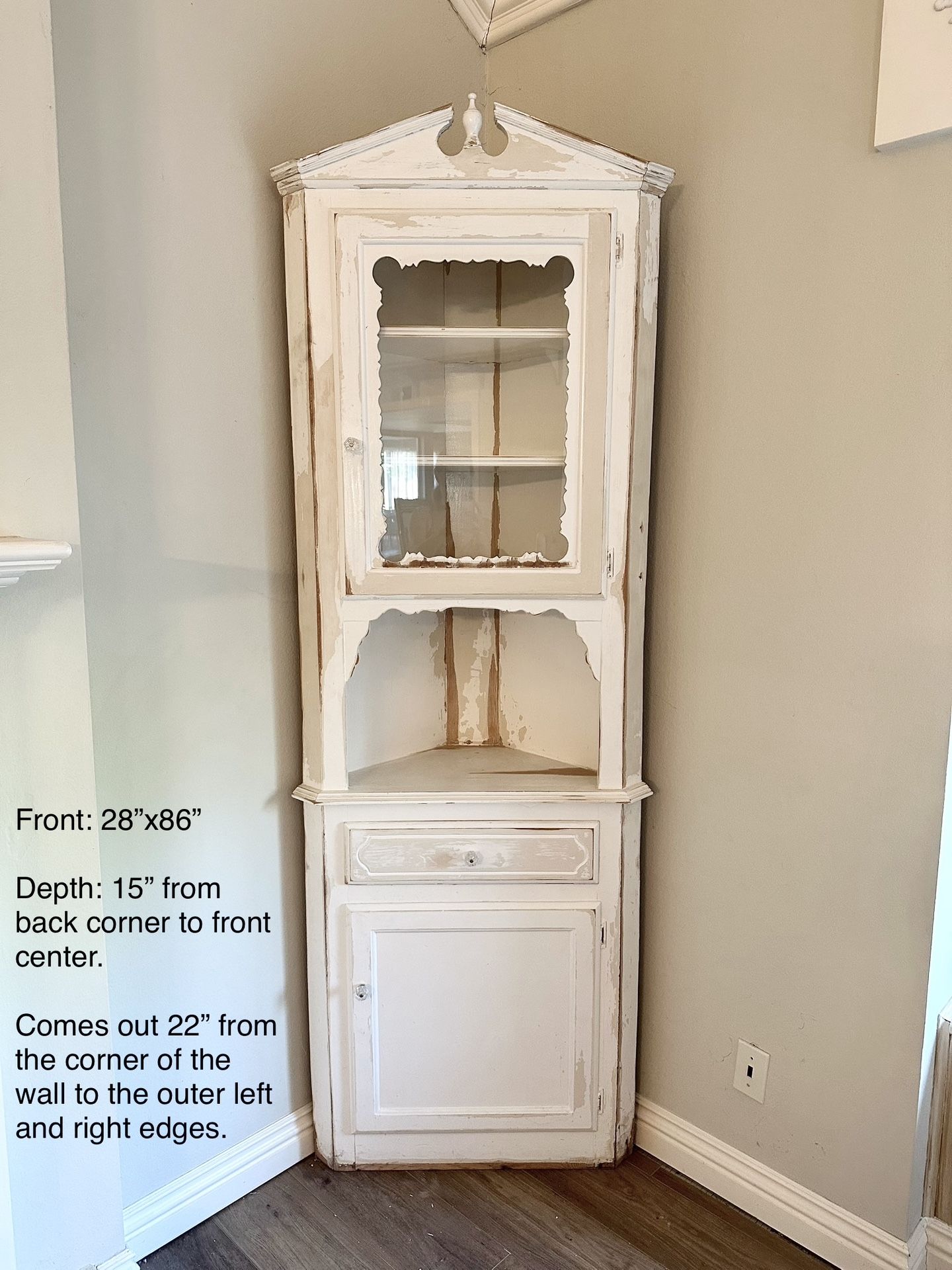 Vintage White Corner Cabinet
