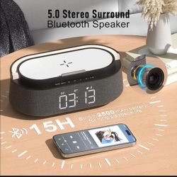 Freefish 6-in-1 multifunctional alarm clock Bluetooth wireless charger FM radio
