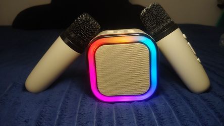 Portable Karaoke Speaker System with 2 Wireless Microphones – Bluetooth RGB