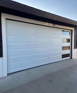 White Raised Panel Garage Door with Windows