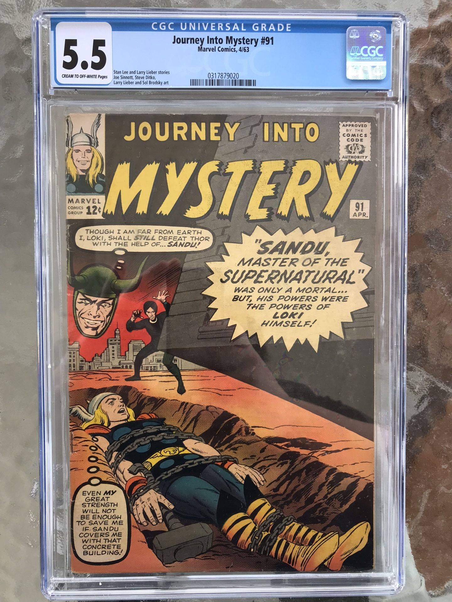 Journey Into Mystery #91 (1963) CGC 5.5 — Loki Cover; Stan Lee & Steve Ditko