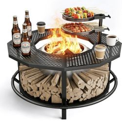 Fire Pit Surround Tabletop - 360° Fire Pit Guard for Solo Stove Bonfire & Ranger, Portable Protective Barrier for Wood Burning Fire Pits, UV-Resistant