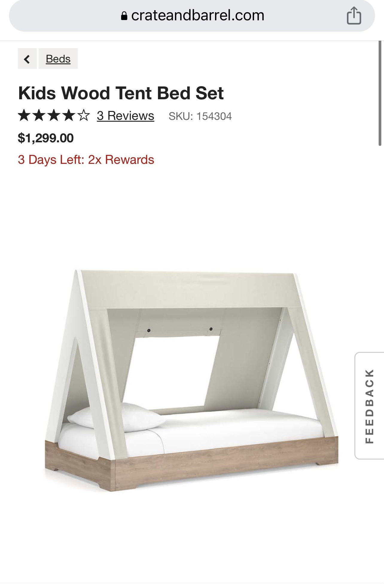 Crate & Barrel - Kids Wood Tent Bed Set