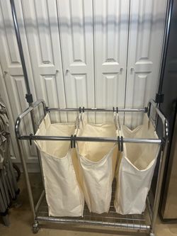 Laundry Hamper with Hanging Rod on caster wheels