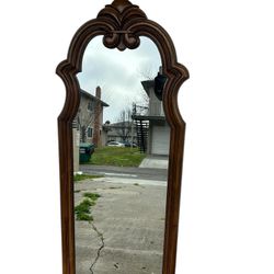 Vintage Wood Wall Mirror 54x22 Arched Frame Decorative Classic 
