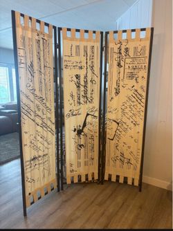 Three panel room divider music themed