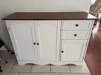 White Wood Sideboard Cabinet with Drawers