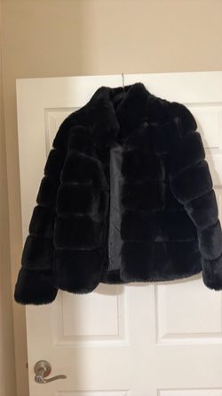 MK Black Faux Fur Cropped Jacket