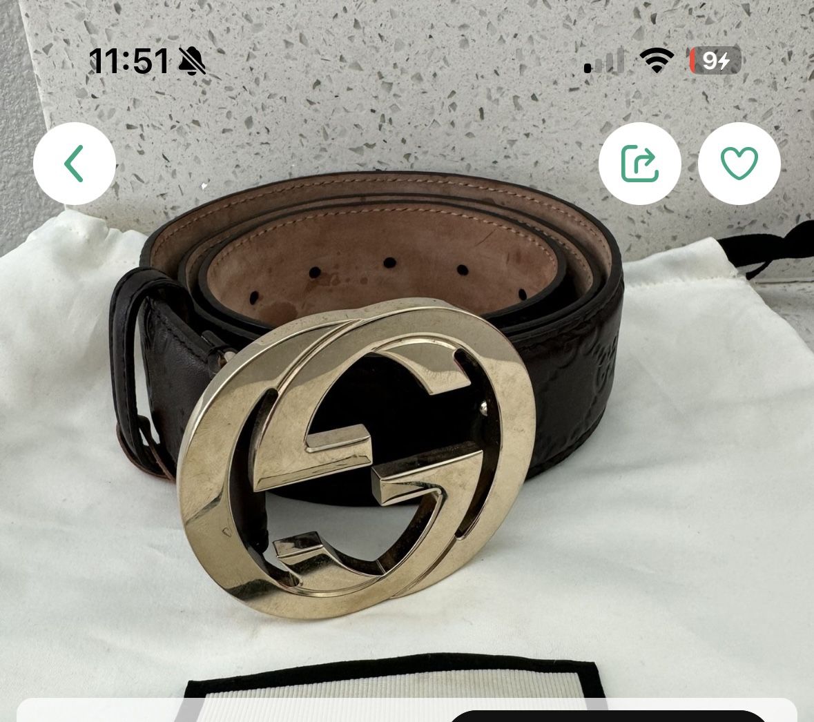 Gucci Belt Size 85