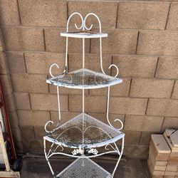 Vintage Corner Metal Shelf Unit