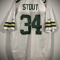 Green Bay Packers Reebok 2XL #34 Stout NFL Jersey