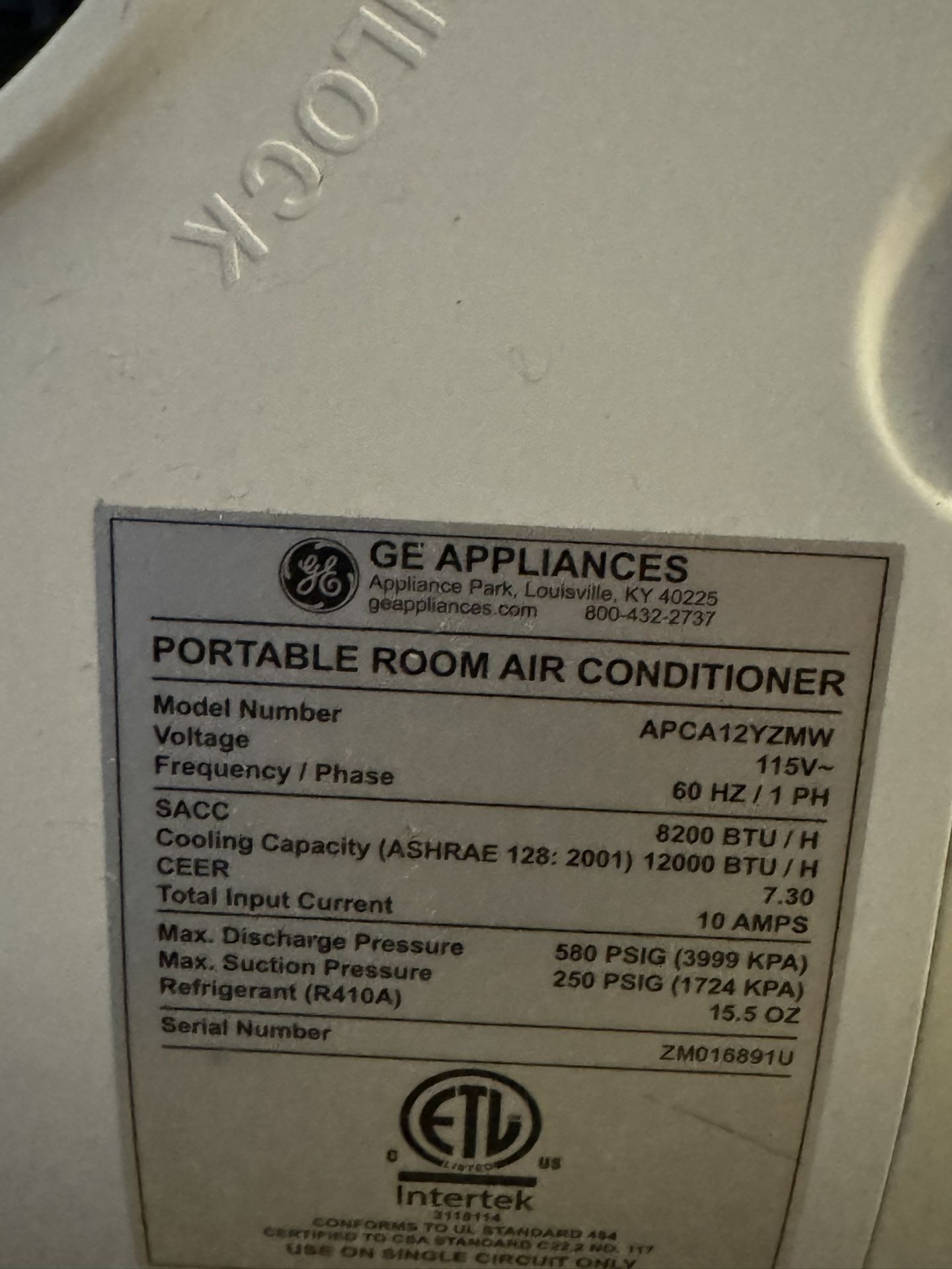 GE 12000 BTU 3 In 1 Portable AC Unit