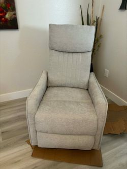 New Light Gray Recliner swivel chair with heated massage