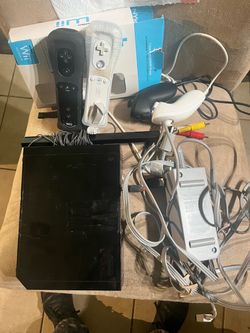 Nintendo Wii Console (Black) Bundle with 2 Motion Plus Remotes and 2 Nunchuks