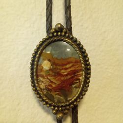 Jasper Bolo Tie With Brass-tone Setting