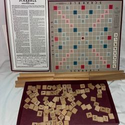Vintage 1976 Scrabble Crossword Game by Selchow & Righter Wooden Complete