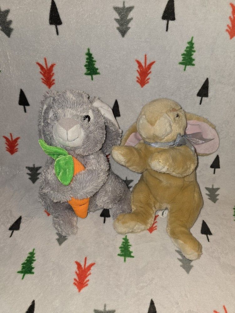 Two Rabbit Stuffed Animals